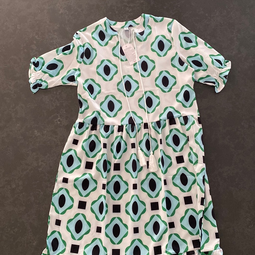 Geometric Short Sleeved Maxi Dress